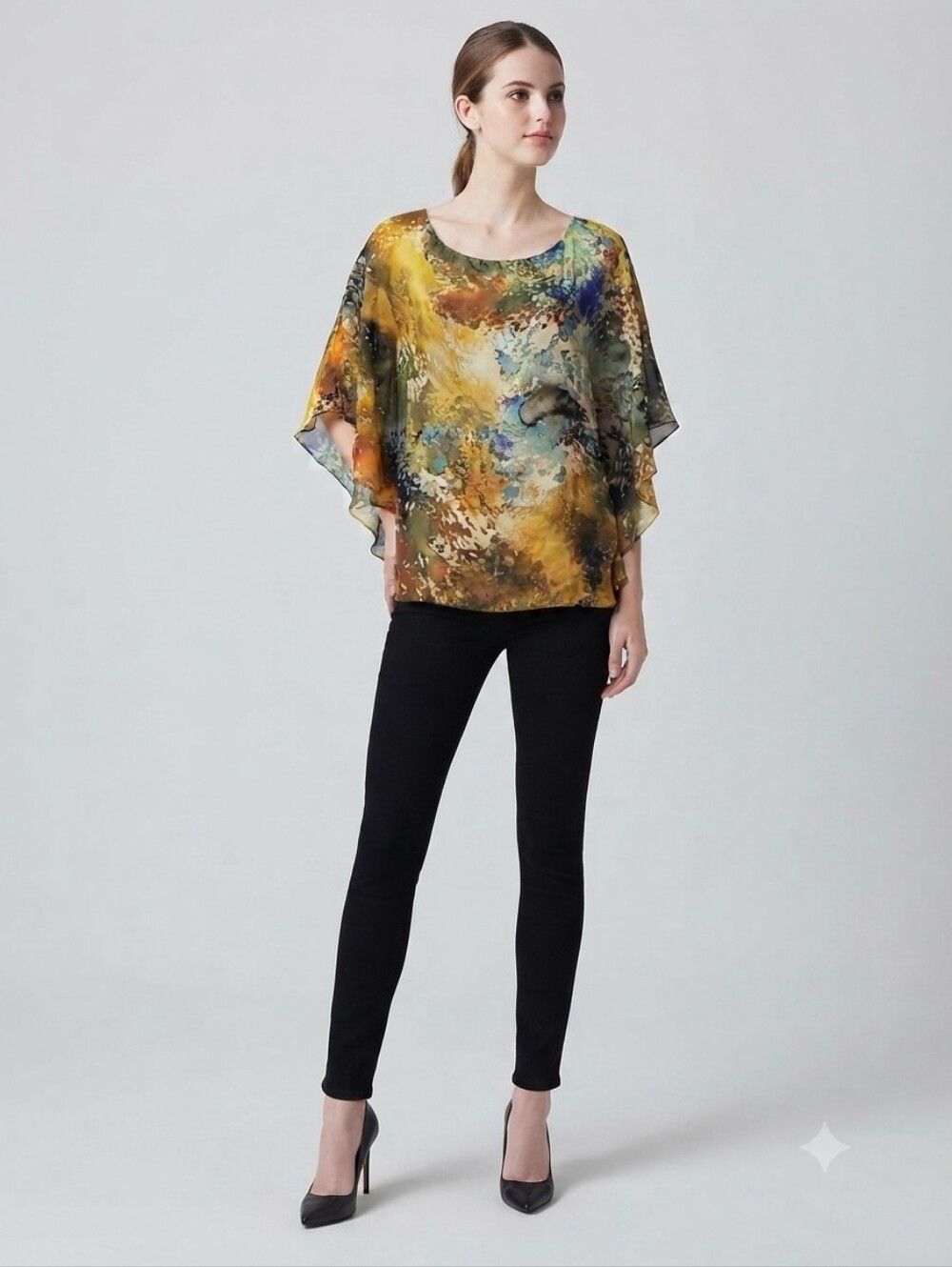 Allison Taylor Women's Oversized Multi-Colored Blouse Size Small - Picture 4 of 12